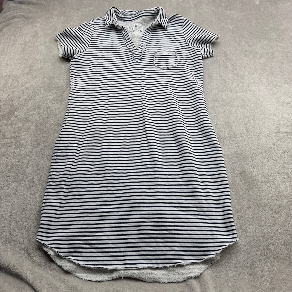 Frank & Eileen Navy and White Striped Polo Dress